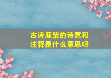 古诗鹿柴的诗意和注释是什么意思呀