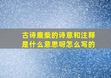 古诗鹿柴的诗意和注释是什么意思呀怎么写的