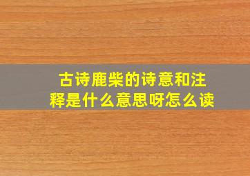 古诗鹿柴的诗意和注释是什么意思呀怎么读