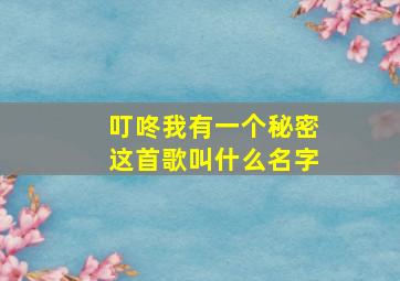 叮咚我有一个秘密这首歌叫什么名字