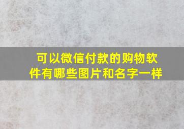 可以微信付款的购物软件有哪些图片和名字一样