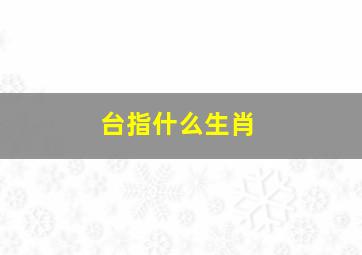 台指什么生肖