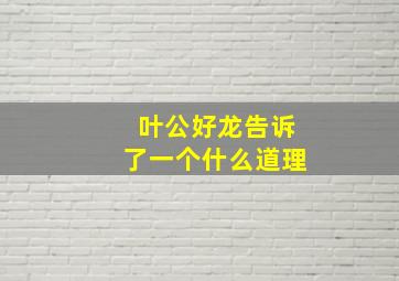 叶公好龙告诉了一个什么道理