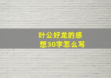 叶公好龙的感想30字怎么写