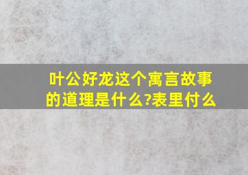 叶公好龙这个寓言故事的道理是什么?表里付么