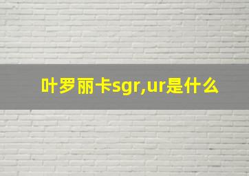 叶罗丽卡sgr,ur是什么