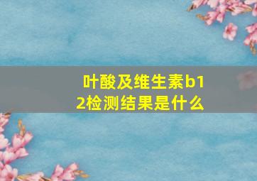 叶酸及维生素b12检测结果是什么