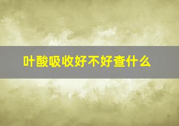 叶酸吸收好不好查什么