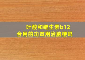 叶酸和维生素b12合用的功效用治脑梗吗