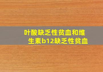 叶酸缺乏性贫血和维生素b12缺乏性贫血