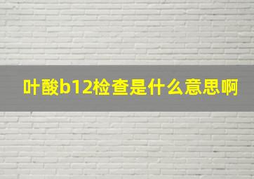 叶酸b12检查是什么意思啊