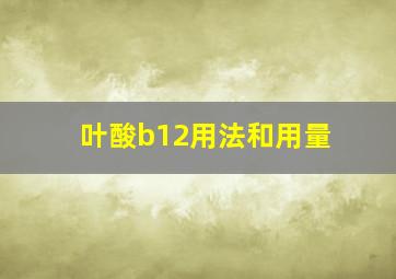 叶酸b12用法和用量