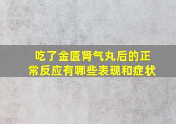 吃了金匮肾气丸后的正常反应有哪些表现和症状