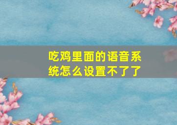 吃鸡里面的语音系统怎么设置不了了