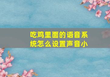 吃鸡里面的语音系统怎么设置声音小