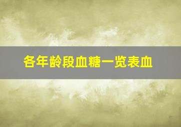 各年龄段血糖一览表血