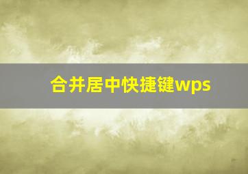 合并居中快捷键wps