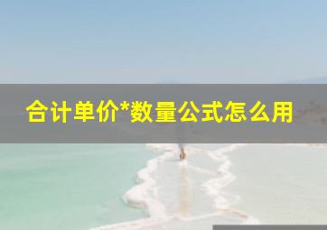 合计单价*数量公式怎么用