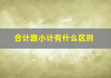 合计跟小计有什么区别