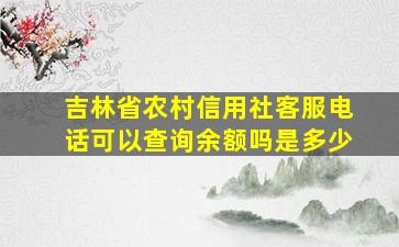 吉林省农村信用社客服电话可以查询余额吗是多少