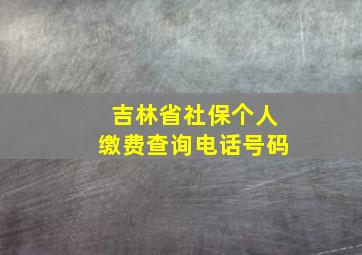 吉林省社保个人缴费查询电话号码