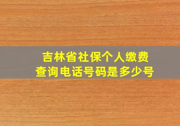 吉林省社保个人缴费查询电话号码是多少号