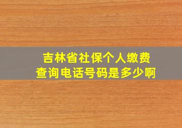 吉林省社保个人缴费查询电话号码是多少啊