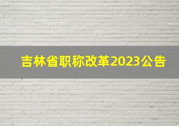 吉林省职称改革2023公告