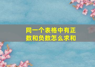 同一个表格中有正数和负数怎么求和