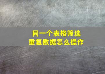 同一个表格筛选重复数据怎么操作