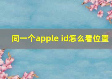 同一个apple id怎么看位置