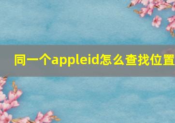 同一个appleid怎么查找位置