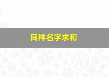 同样名字求和