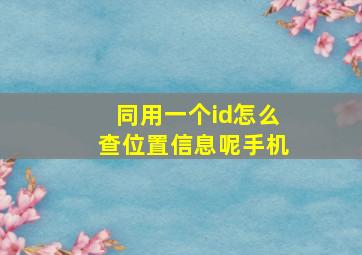 同用一个id怎么查位置信息呢手机