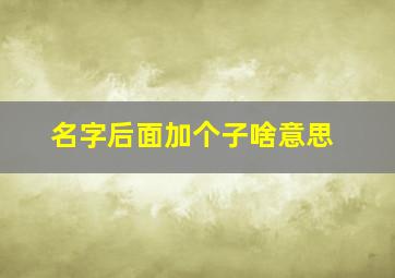 名字后面加个子啥意思