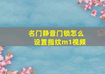 名门静音门锁怎么设置指纹m1视频