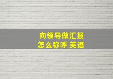 向领导做汇报怎么称呼 英语