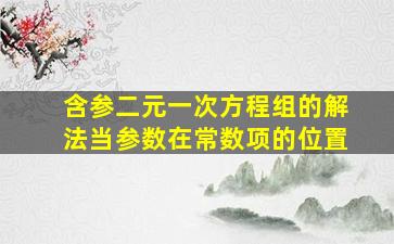 含参二元一次方程组的解法当参数在常数项的位置