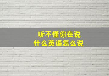 听不懂你在说什么英语怎么说