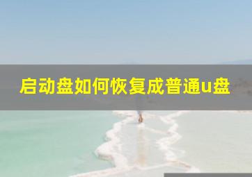 启动盘如何恢复成普通u盘