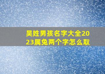 吴姓男孩名字大全2023属兔两个字怎么取