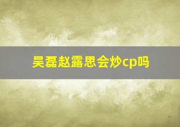 吴磊赵露思会炒cp吗