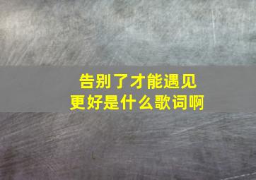 告别了才能遇见更好是什么歌词啊