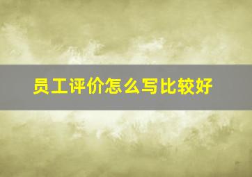 员工评价怎么写比较好