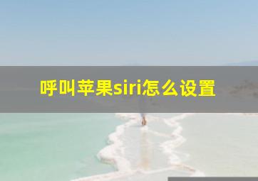 呼叫苹果siri怎么设置