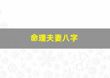 命理夫妻八字