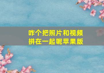 咋个把照片和视频拼在一起呢苹果版