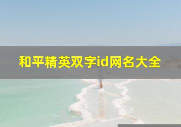 和平精英双字id网名大全