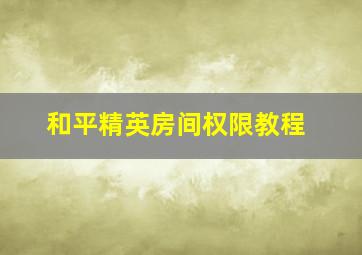 和平精英房间权限教程