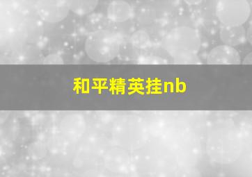 和平精英挂nb